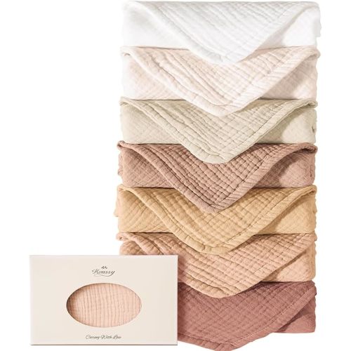 Konssy Muslin Baby Burp Cloths Sets for Unisex- 7 Pack Soft 100% Cotton Burping Clothes for Newborn，Baby Girls and Boys