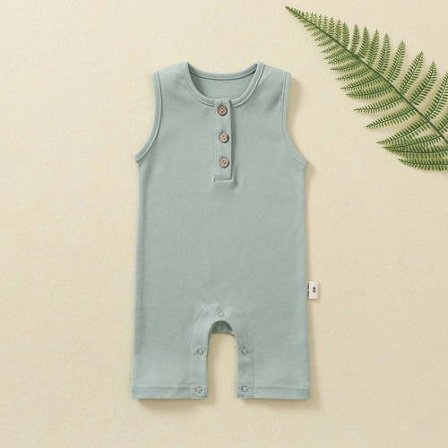 EGNMCR Baby Girl Boy Romper Bodysuit Solid Plain One Piece Jumpsuits Sleeveless One Piece Baby Clothes Outfits Summer (Green,9-12 Months) - Baby deals