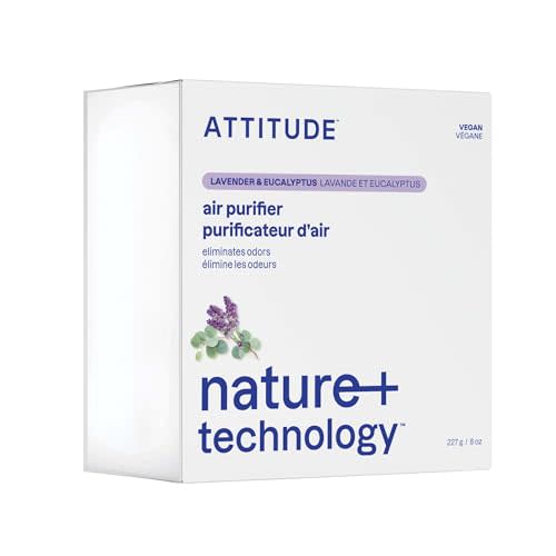 ATTITUDE Odor Eliminator with Activated Carbon, Plant-Based Air Purifier, Vegan, Lavender & Eucalyptus Scent, 8 Ounces