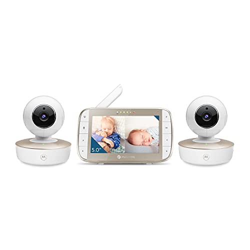 Motorola Nursery VM50G HD Wireless 2-Camera Video Baby Monitor, 5" Screen, 1000ft Range, 2-Way Audio, Pan/Tilt/Zoom, Split Screen, Night Vision
