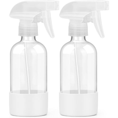 Glass Spray Bottles 8 oz, 2 Pack Spray Bottle for Hair with Silicone Sleeve
