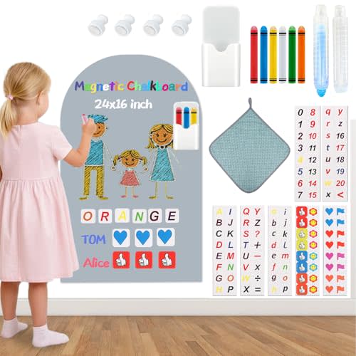 Magnetic Arch Wall Decal for Kids 16x24 Inch,Upgraded Thickened Magnetic Chalkboard for Most Wall,Suitable for Home Decoration Wallpaper and Children's Game Room (Grey, 16" W x 24" H)