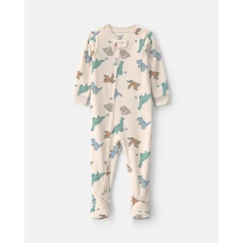 Baby Boy 1-Piece Dino 2-Way Zip DreamPlush Snug Fit Footed Pajama - Cream | Carter's