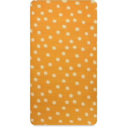 Babyletto 100% Organic Cotton Crib Sheet, GOTS-Certified, Fitted 360°, Ultra-Soft and Breathable Muslin - Golden Hour