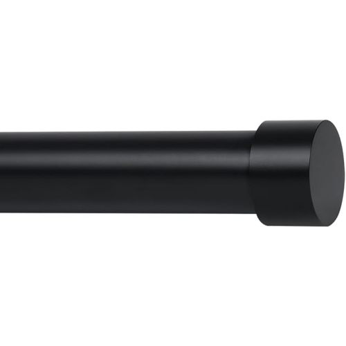 Ivilon Drapery Window Curtain Rod - End Cap Style Design 1 Inch Pole. 48 to 86 Inch Color Black