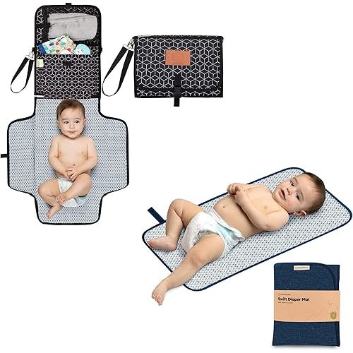 KeaBabies Portable Diaper Changing Pad and Waterproof Baby Changing Pad - Diaper Changing Station - Compact Travel Changing Pad for Diaper Bag - Travel Diaper Change Pad - Washable Changing Pad