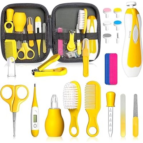 Baby Grooming Kit for Boys Girls Safety Newborn Nursery Essentials Grooming Set Gift for First-time Parents, Yellow 25 in 1