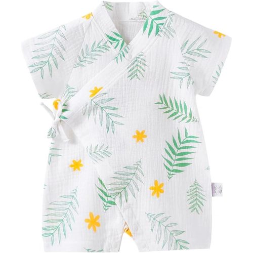 Newborn Muslin Robe Baby Kimono Onesie Infant Cotton Romper 0-24 Months