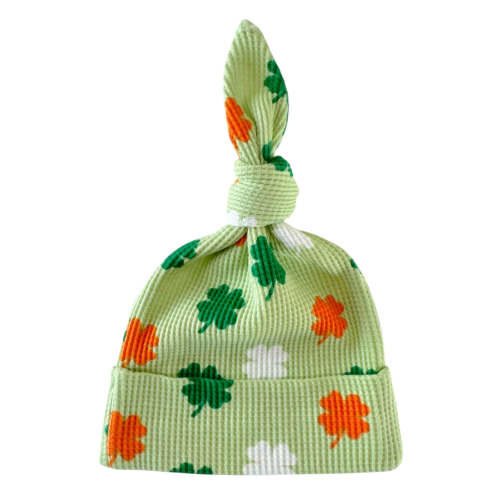 Organic Waffle Knot Beanie, Green Clover