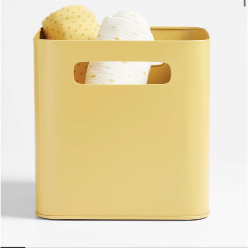 Outline Ochre Yellow Metal Storage Bin with Handles
