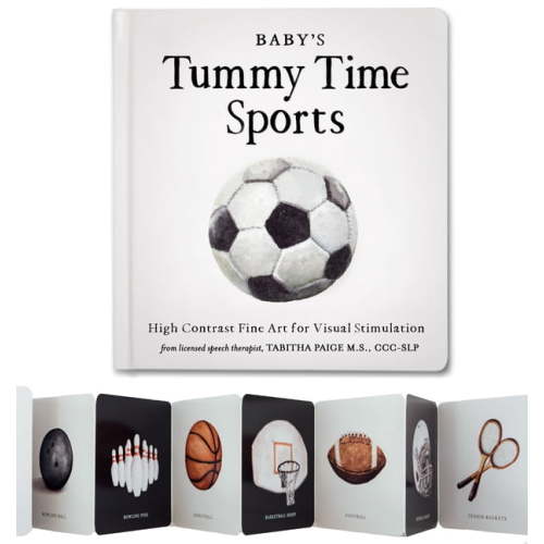 Tabitha Paige Children's Book Baby's Tummy Time Sports: High-Contrast Fine Art for Visual Stimulation, (Board Book)
