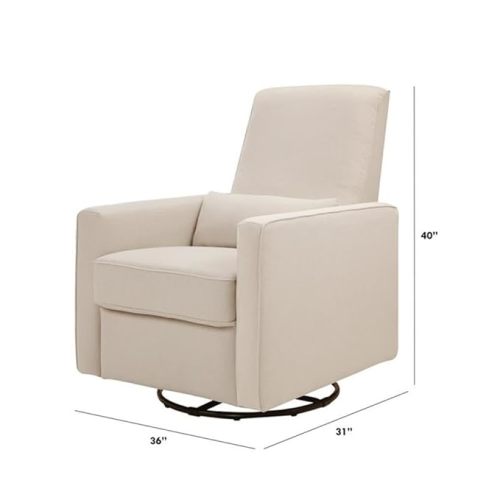 Davinci Piper 360° Swivel Rocker Recliner Chair - Glider Rocking Chair for Nursery and Living Room- GREENGUARD Gold, FSC & Certi-PUR US Certified - Ultra Comfy Glider Recliner Nursery Chair - Cream