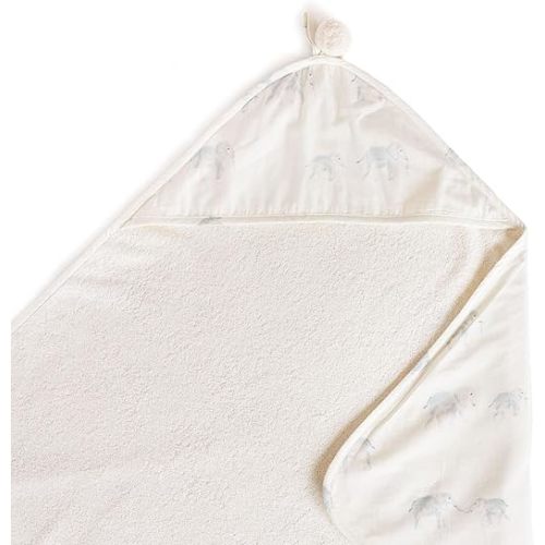 PEHR Hooded Towel, Follow Me Elephant | Absorbent French Terry & Soft Brushed 100% Cotton | 30” x 30”