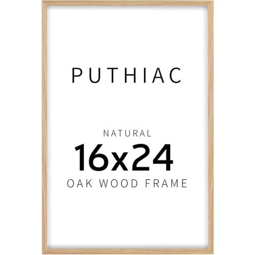 16x24 Oak Wood Picture Frame - Minimalist 16x24 Poster Frame, 16"x24" Frame Wood, Natural Solid Wooden Picture Frames for Wall Art Photo and Prints(1 Pack, Beige)