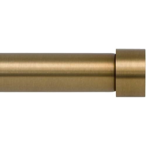 Ivilon Drapery Window Curtain Rod - End Cap Style Design 1 Inch Pole. 28 to 48 Inch Color Warm Gold
