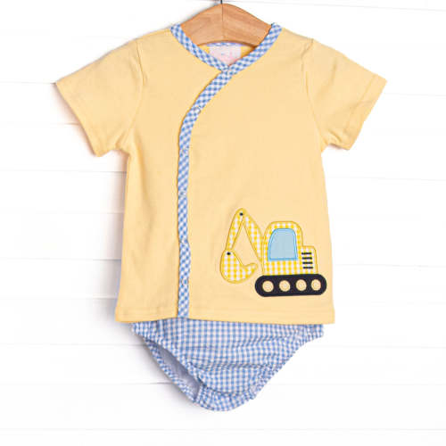 Busy Builder Applique Diaper Set, Yellow – Stitchy Fish