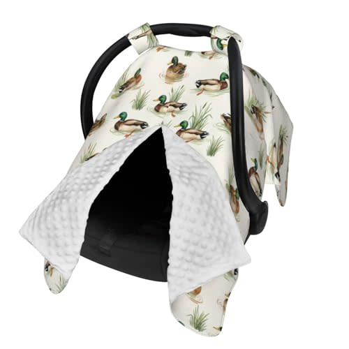 Duck Baby Car Seat Canopy Cover for Infants & Toddlers, Opening with Adjustable Strap, Nursing Cover & Stroller Blanket, Mallard Baby Stuff