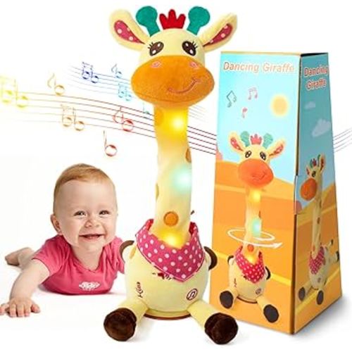 Emoin Dancing Talking Giraffe Baby Toy, Adjustable Volume Baby Giraffe Toys Singing 10 Children's Songs Singing Mimicking Recording Repeating What You Say for Toddlers