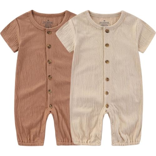 Baby Girl Romper Button Jumpsuit Summer Infant Boy Clothes for 0-24 Months