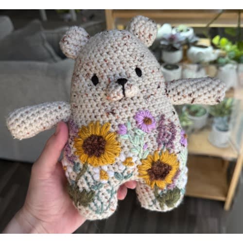 Crochet Wildflower Floral Meadow Amigurumi Bear Plush