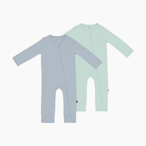 Kyte Baby Zippered Romper Bundle (2 Pack) - Sage/Fog, 0-3 Months