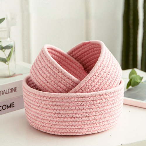 Small Baskets, Cotton Rope Woven Basket, Cute Mini Tiny Storage Baskets, Decorative Boho Basket for Nursery Living Room Bedroom Shelf, Empty Gift Basket - Pinkciozy