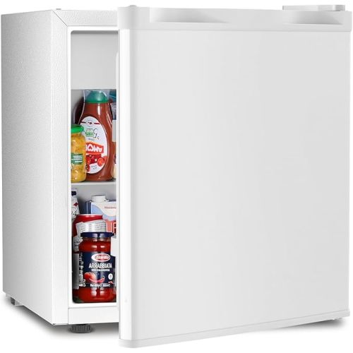 Antarctic Star Mini Fridge Compact Refrigerator with Freezer, Single Reversible Door, Dorm Fridge, Wire Shelf, Defrost Button, for Bedroom, Office, Garage, 1.7 Cu. Ft, White