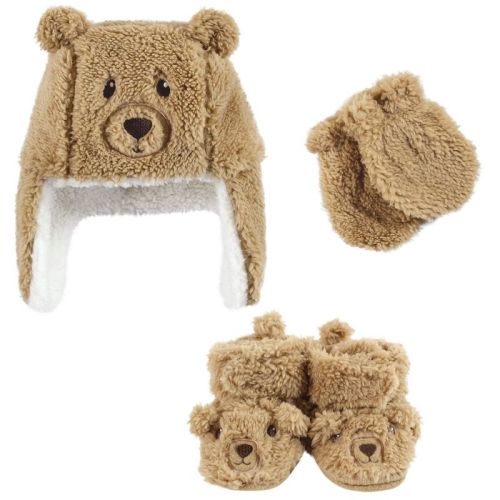 Hudson Baby Mitten and Bootie Set, Tan Bear