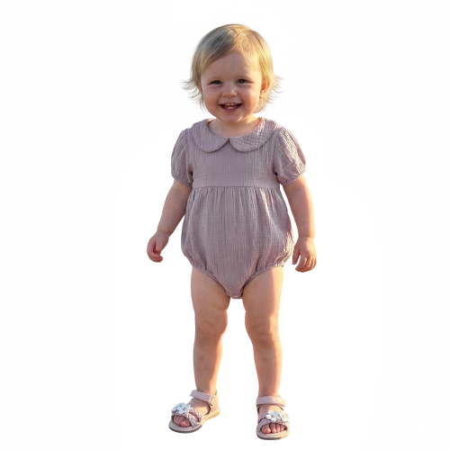 AceBaby Infant Baby Girl 95%Cotton Summer Bubble Solid Color Romper,Size 0-18M