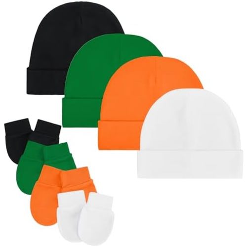 Zando Baby Hats and Mittens Newborn Hospital Hat Essentials Warm Knit Beanie Safety Anti-Scratch for Boys Girls 0-6M