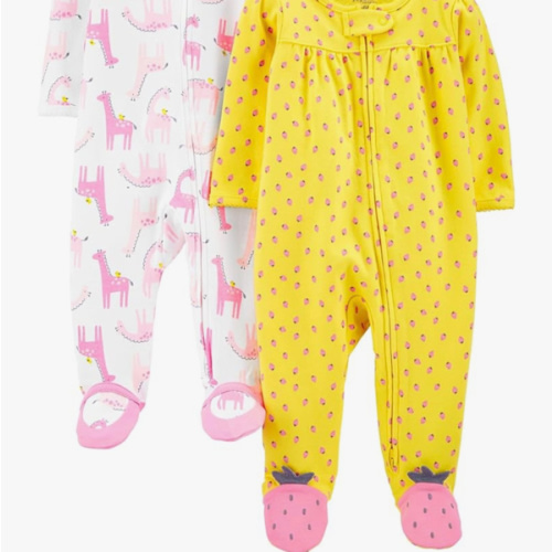 Simple Joys by Carter's Baby Girls' Cotton Footed Sleep and Play, Pack of 2
