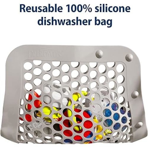 Gray Dishwasher Bag for Baby Bottles, Breast Pump Accessories, and Pacifiers