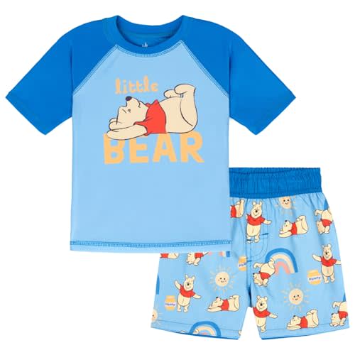 Disney Baby Raglan Rash Guard and Swim Trunks UPF 50+ Outfit Set Infant Sizes (12 Months - 24 Months)
