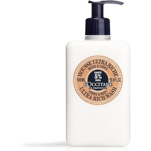 L'Occitane Shea Hands & Body Ultra Rich Wash: Cleanse, Soften, Gentle Foaming Cream, Classic Shea Scent, Prevent Dryness, With 5% Shea Butter, Refill Available