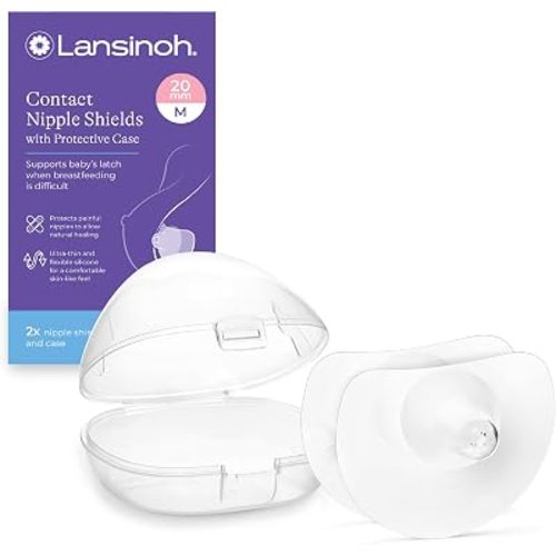 Lansinoh Contact Nipple Shields for Nursing Mothers, with Case, 2 Count