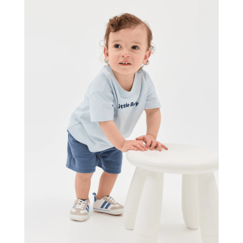 Baby Organic Cotton French Terry Shorts - Vintage Indigo