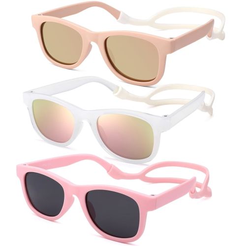 COASION Bendable Flexible Polarized Newborn Baby Sunglasses with Silicon Strap for Infant Boys Girls Age 0-12 Months CA9042