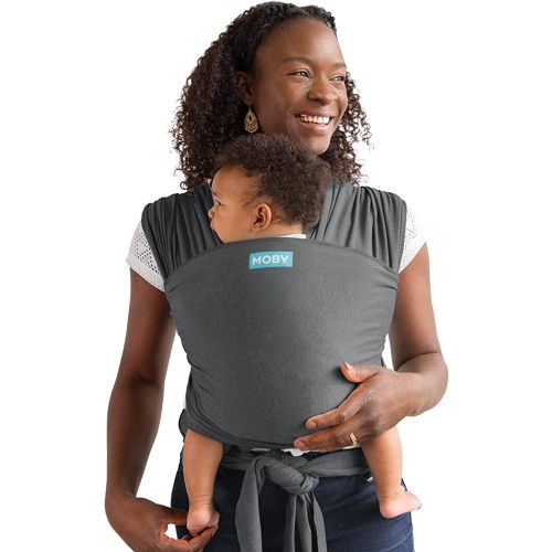 Moby Baby Wrap Carrier Element for Newborns to Toddlers (8-33lbs), Infant Sling Carrier, Ultra Lightweight & Hands Free Design, Adjustable for All Body Types (Asphalt)