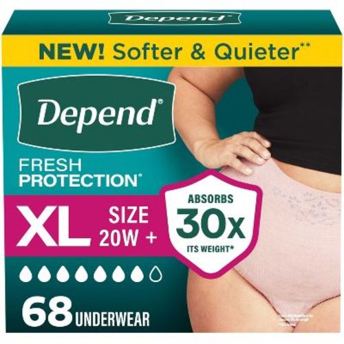 Depend Fresh Protection Adult Incontinence & Postpartum Underwear for Women - Maximum Absorbency - XL - Blush - 68ct