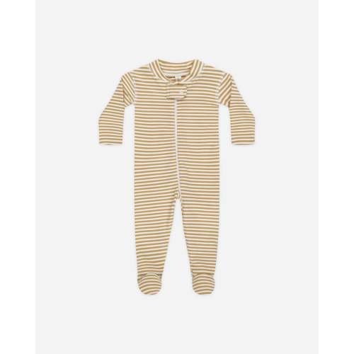 Zip Longsleeve Sleeper Footie || Honey Stripe – Quincy Mae