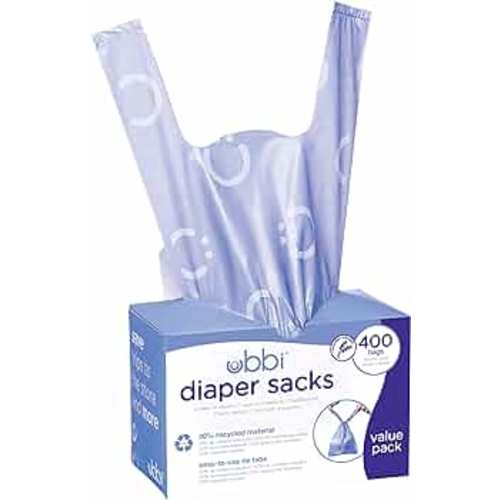 Ubbi Disposable Diaper Sacks, Lavender Scented, Easy-To-Tie Tabs, Diaper Disposal or Pet Waste Bags, 400 Count
