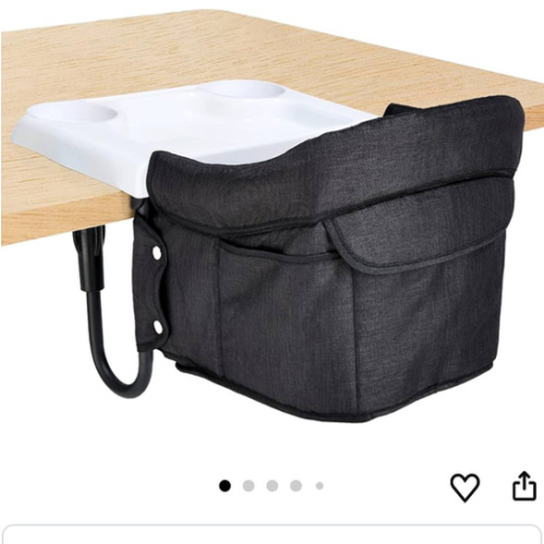 Portable Hook On High Chair with Tray for Babies & Toddlers, 6-36 Months, Collapsible Design, Fits Tables 0.8" to 3.5" Thick, Easy to Clean, with Travel Bag