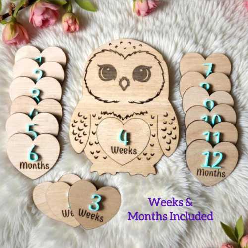 Wooden Owl Baby Milestone Cards