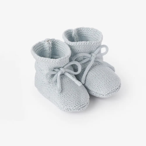 Pale Blue Garter Knit Baby Booties – Elegant Baby