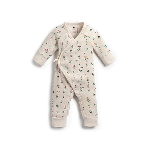monica + andy Kimono Tie Long Sleeve One Piece, 100% Organic Baby Clothes for Girls & Boys, Preemie, Newborn & Infant