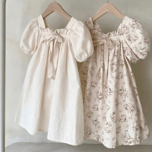 Puffy Sleeved Bow Dress – Teeny Mini Me