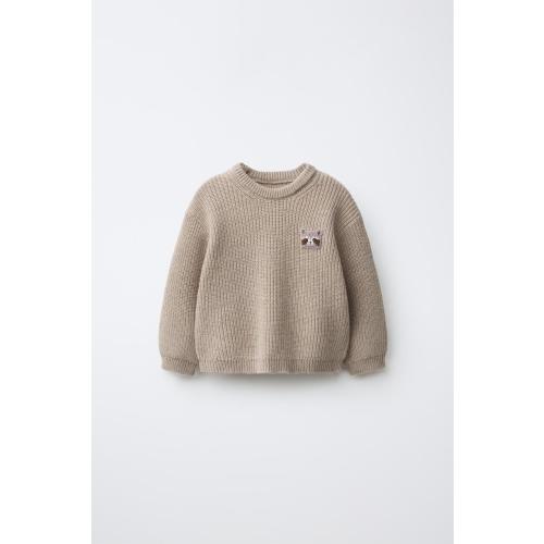 PURL KNIT PATCH SWEATER - taupe brown | ZARA United States