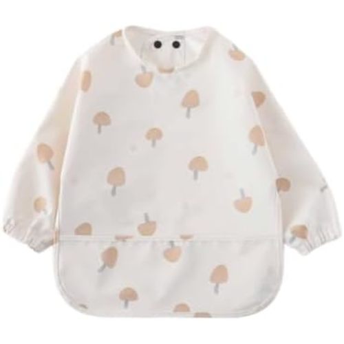 GZMM Waterproof Baby Bibs,Infant Toddler Long Sleeve Feeding Bib With Food Catcher,Easy Clean & Washable