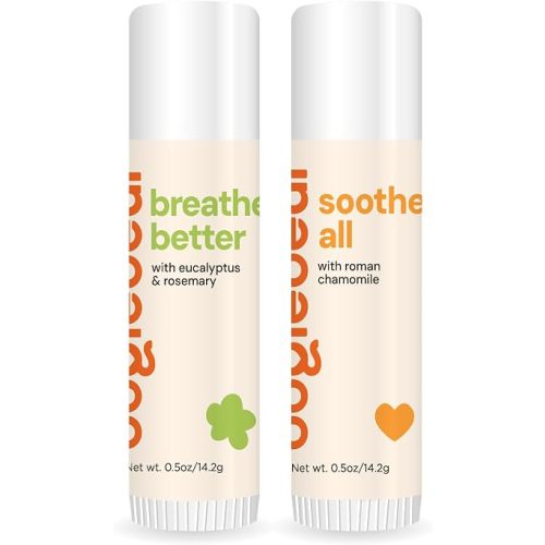 oogiebear Chest Rub & Nose Balm Bundle for Nasal and Cold Relief. All Natural USDA Certified Organic, Petroleum Free. Gentle Baby Care Kit. Includes Pouch for Travel