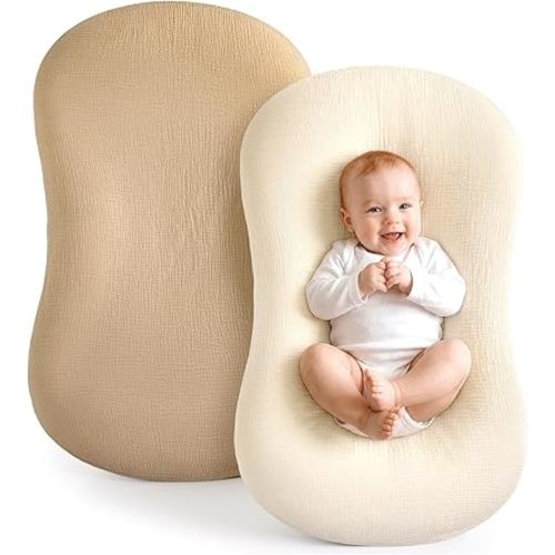Termichy Baby Lounger Cover Muslin: Soft Cotton Slipcover for Snuggle Me Lounger - Removable & Machine Washable for Daily Use - Zipper-Free & Skin-Friendly for Newborn Girls and Boys